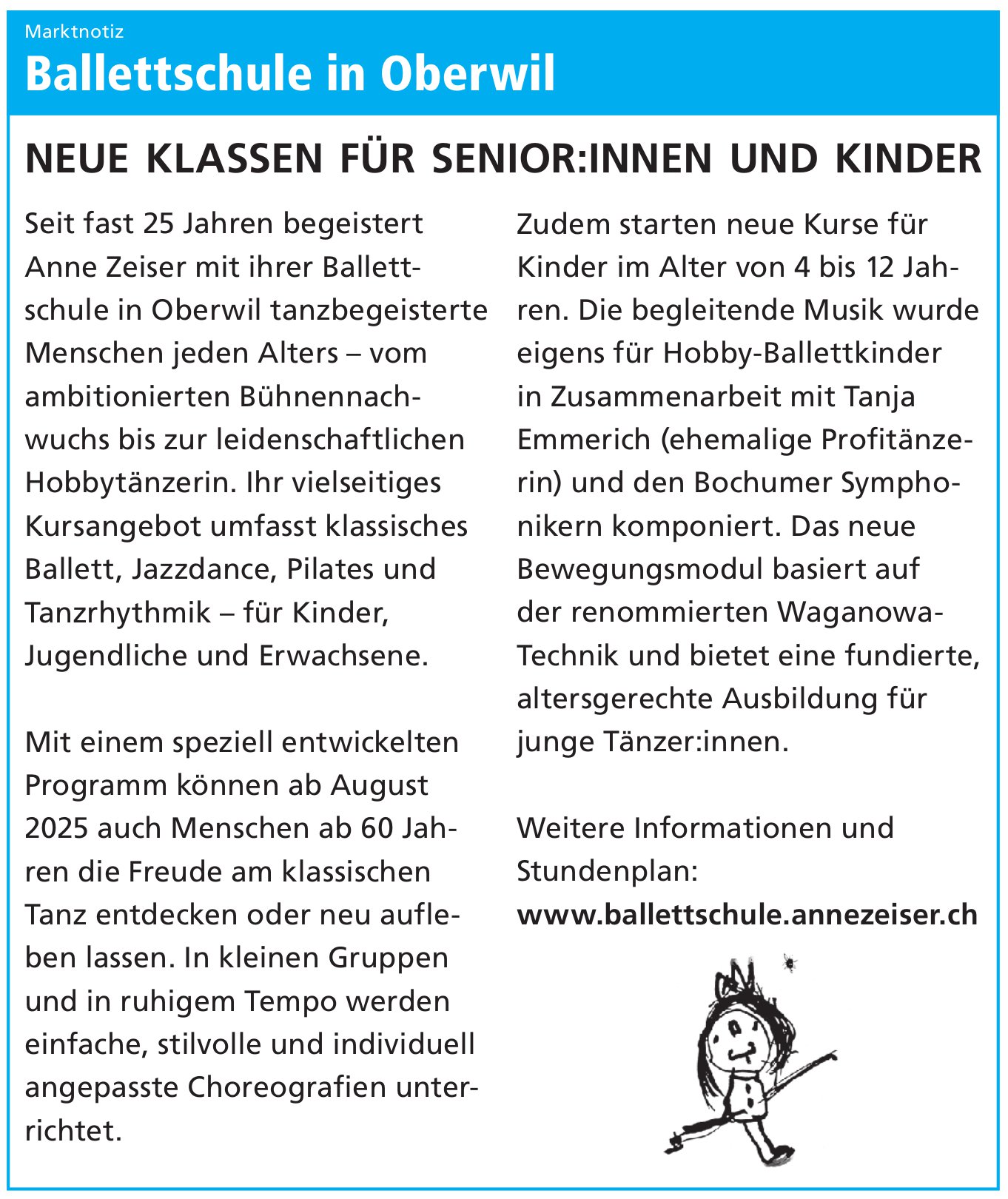 Ballettschule, Oberwil - neue Kurse