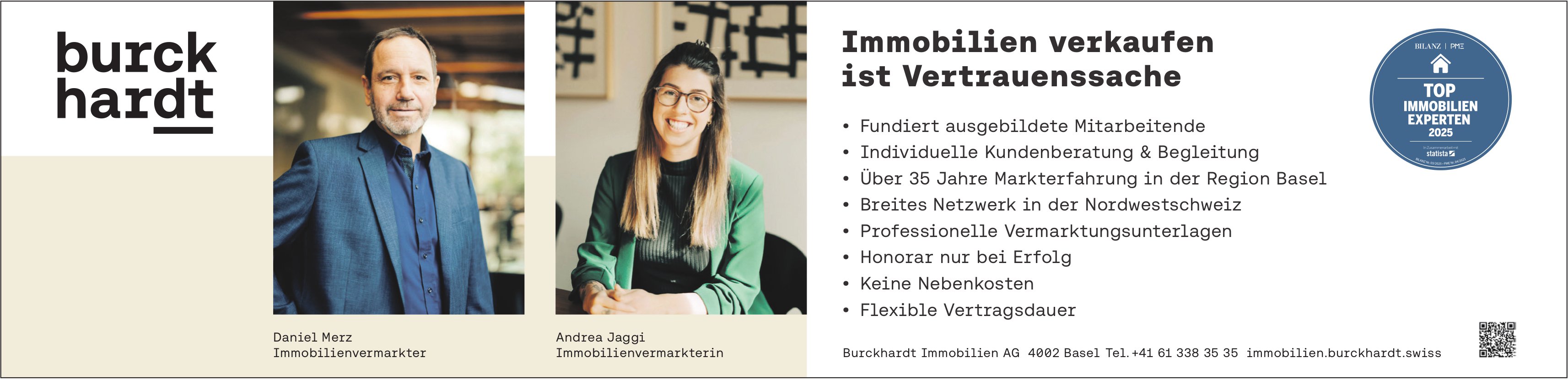 Burckhardt Immobilien AG, Basel - Immobilien verkaufen ist Vertrauenssache
