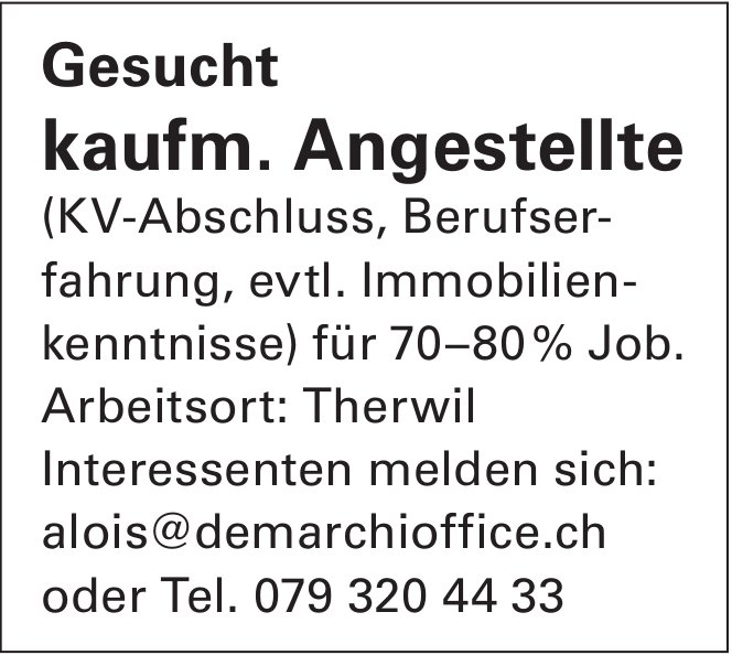 Kaufm. Angestellte, Therwil, gesucht