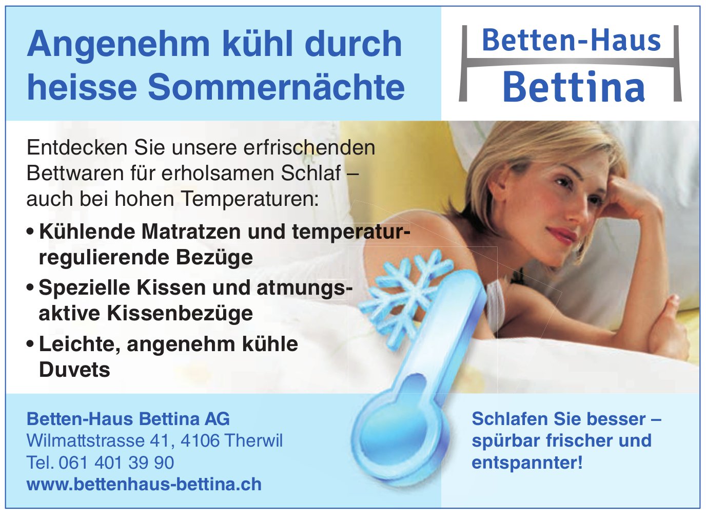 Betten-Haus Bettina AG, Therwil - Schlafen Sie besser