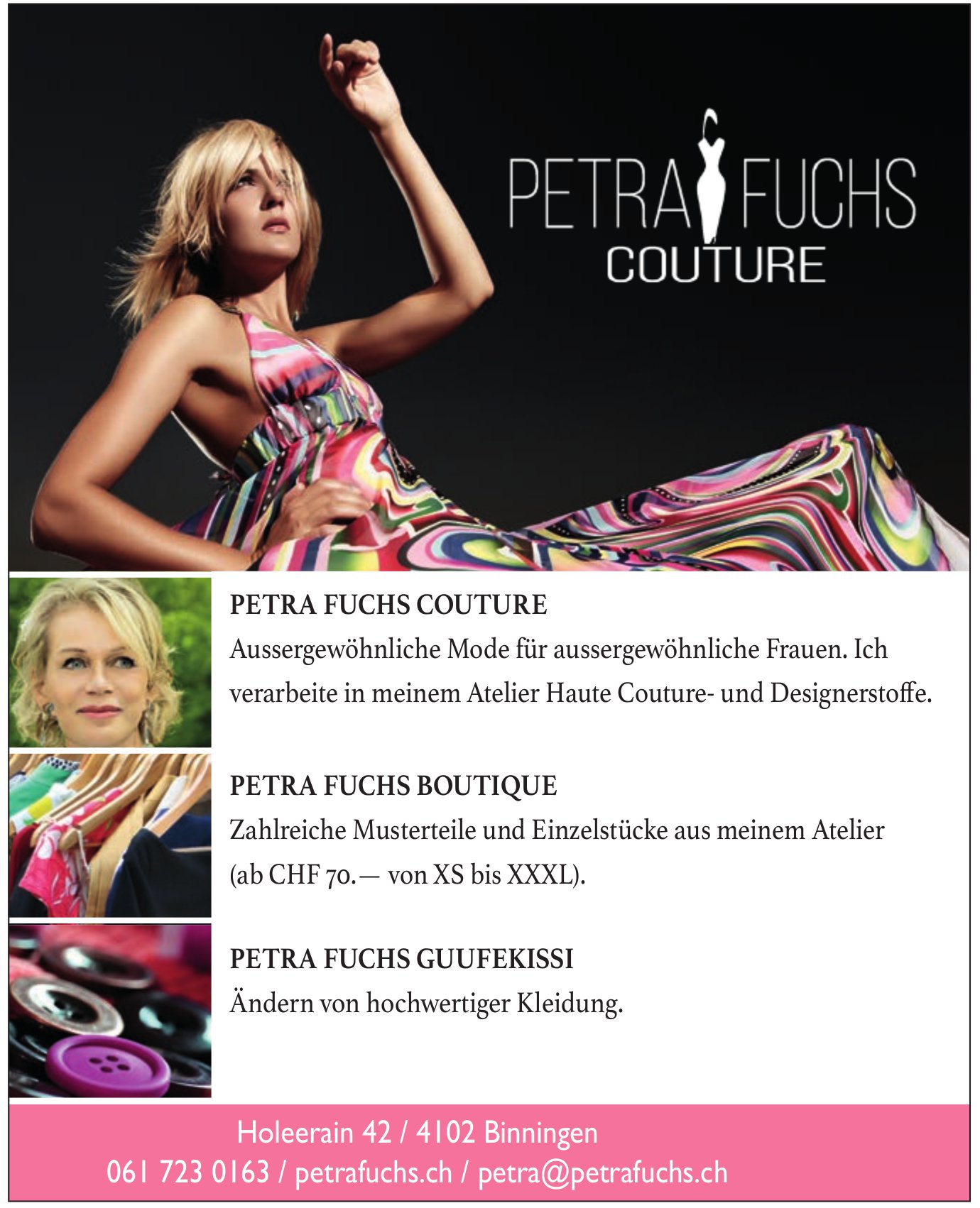 Petra Fuchs, Binningen - Ändern von hochwertiger Kleidung.
