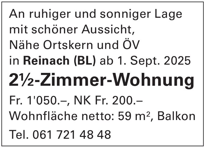 2½-Zimmer-Wohnung, Reinach, zu vermieten