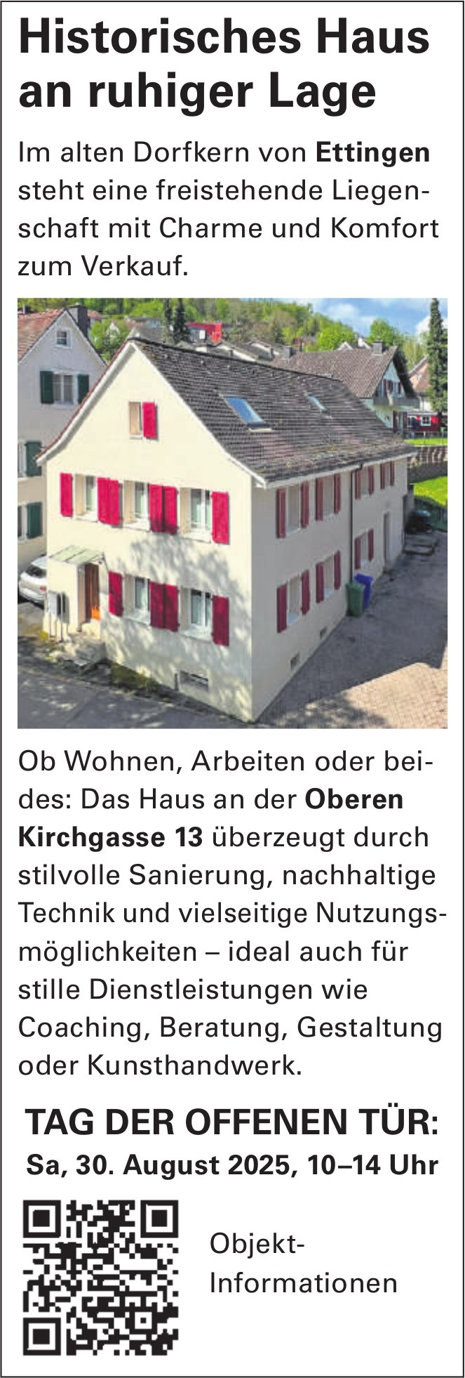 Historisches Haus an ruhiger Lage, Haus, Ettingen, zu verkaufen