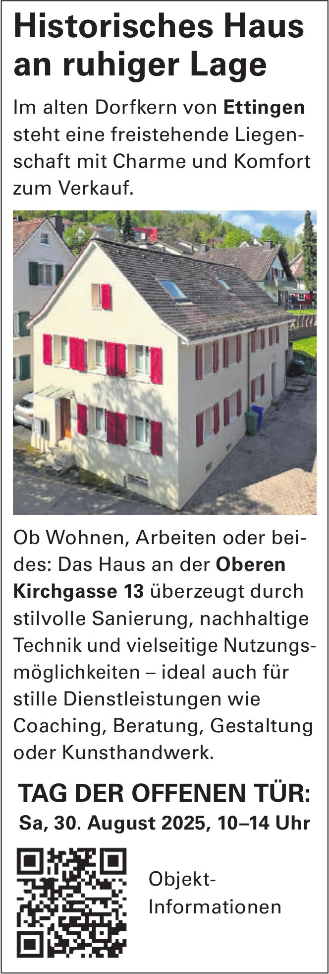 Historisches Haus an ruhiger Lage, Haus, Ettingen, zu verkaufen
