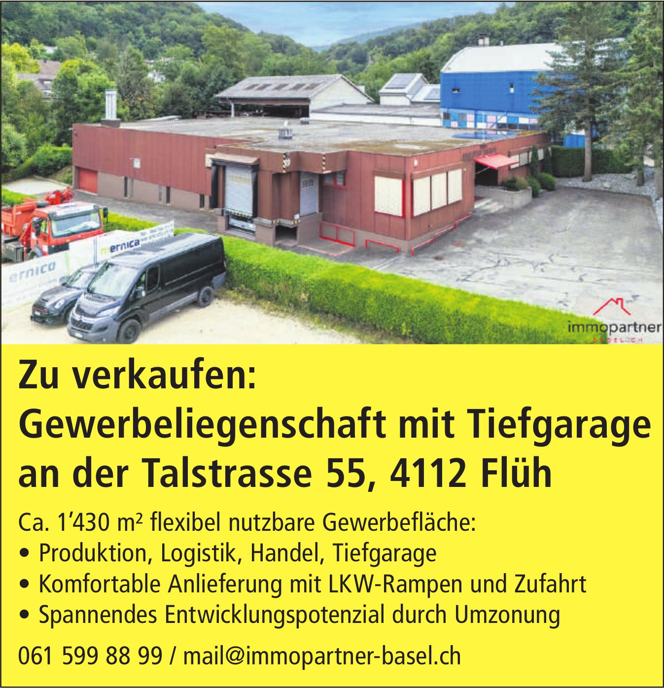 Gewerbeliegenschaft mit Tiefgarage, Flüh, zu verkaufen