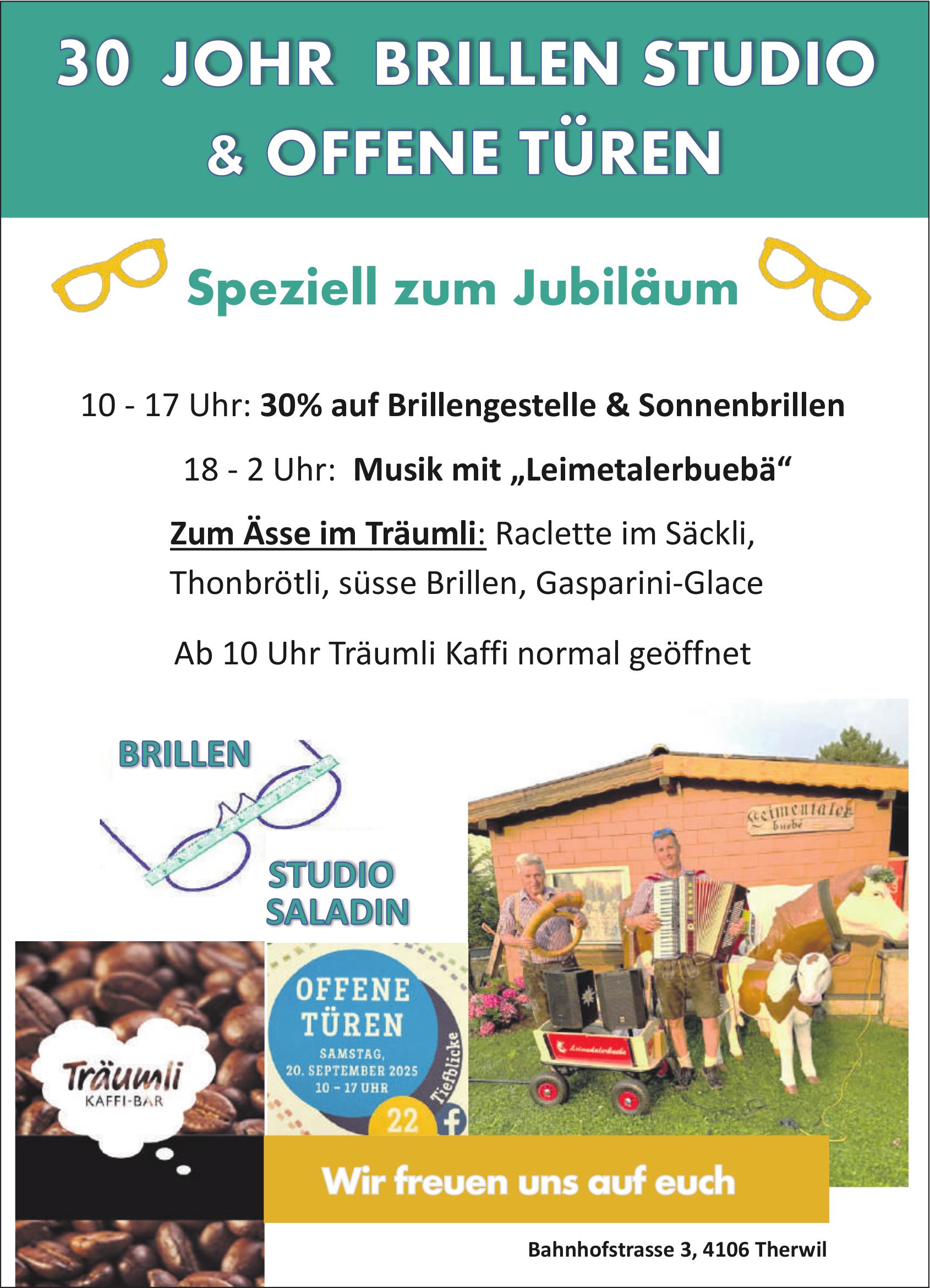 Brillen Studio, Therwil - 30% auf Brillengestelle & Sonnenbrillen