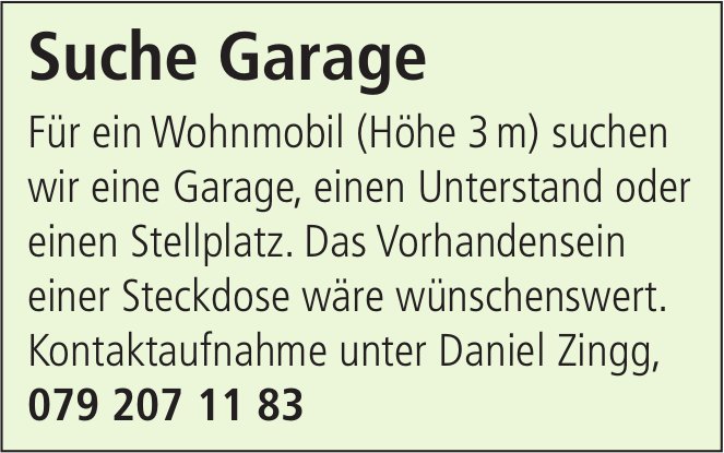 Garage, zu mieten gesucht