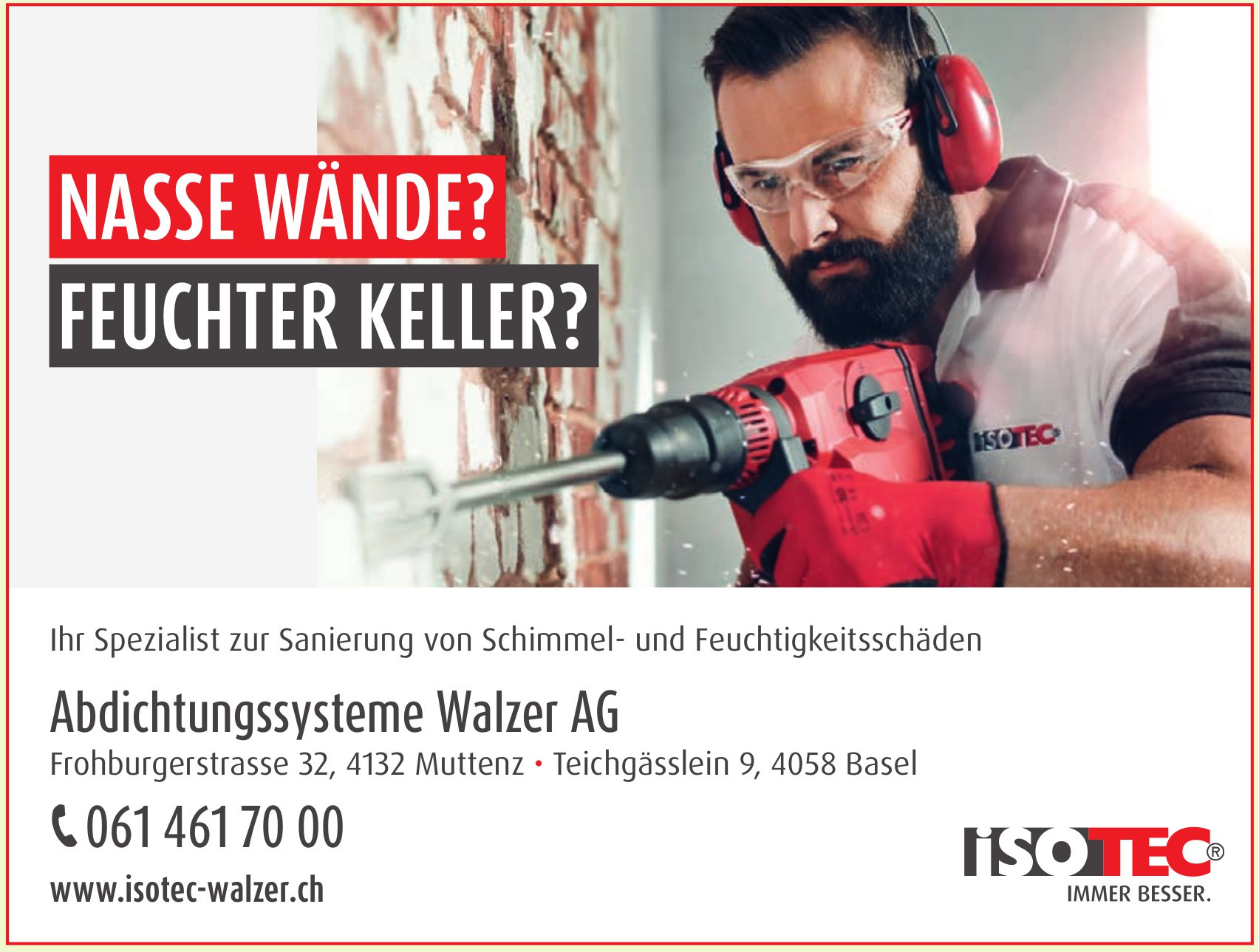 Abdichtungssysteme Walzer AG, Muttenz - Ihr Spezialist zur Sanierung von Schimmel- und Feuchtigkeitsschäden
