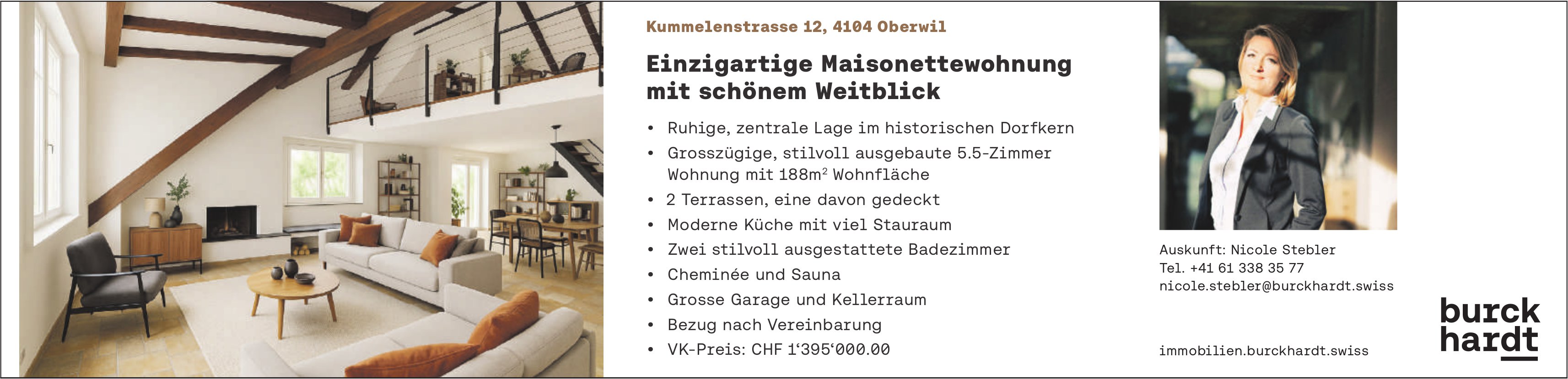 Einzigartige Maisonettewohnung mit schönem Weitblick, 5½-Zimmer-Wohnung, Oberwil, zu verkaufen