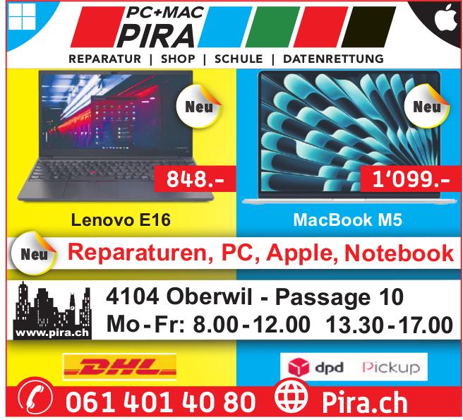 Pira, Oberwil - REPARATUR | SHOP | SCHULE | DATENRETTUNG