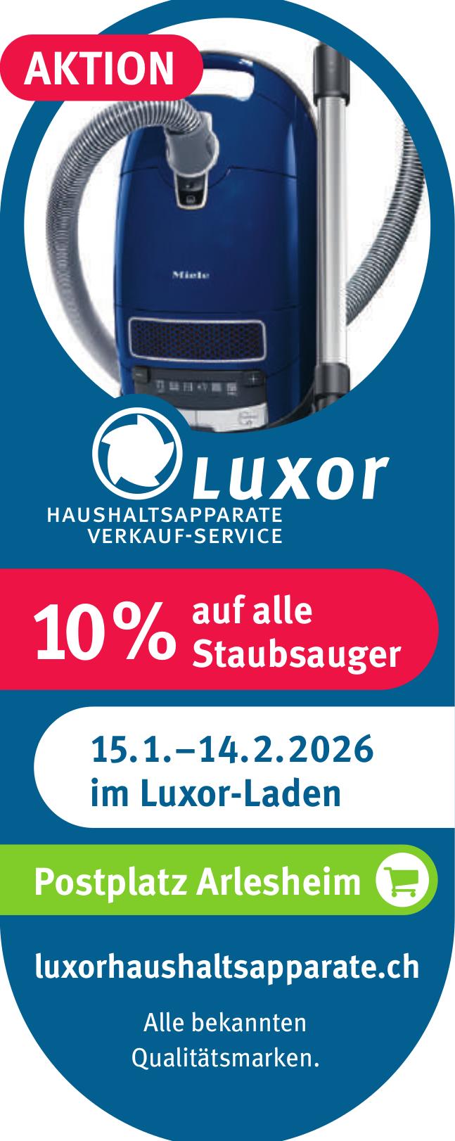 Luxor Haushaltsapparate, Arlesheim - AKTION auf alle 10% Staubsauger