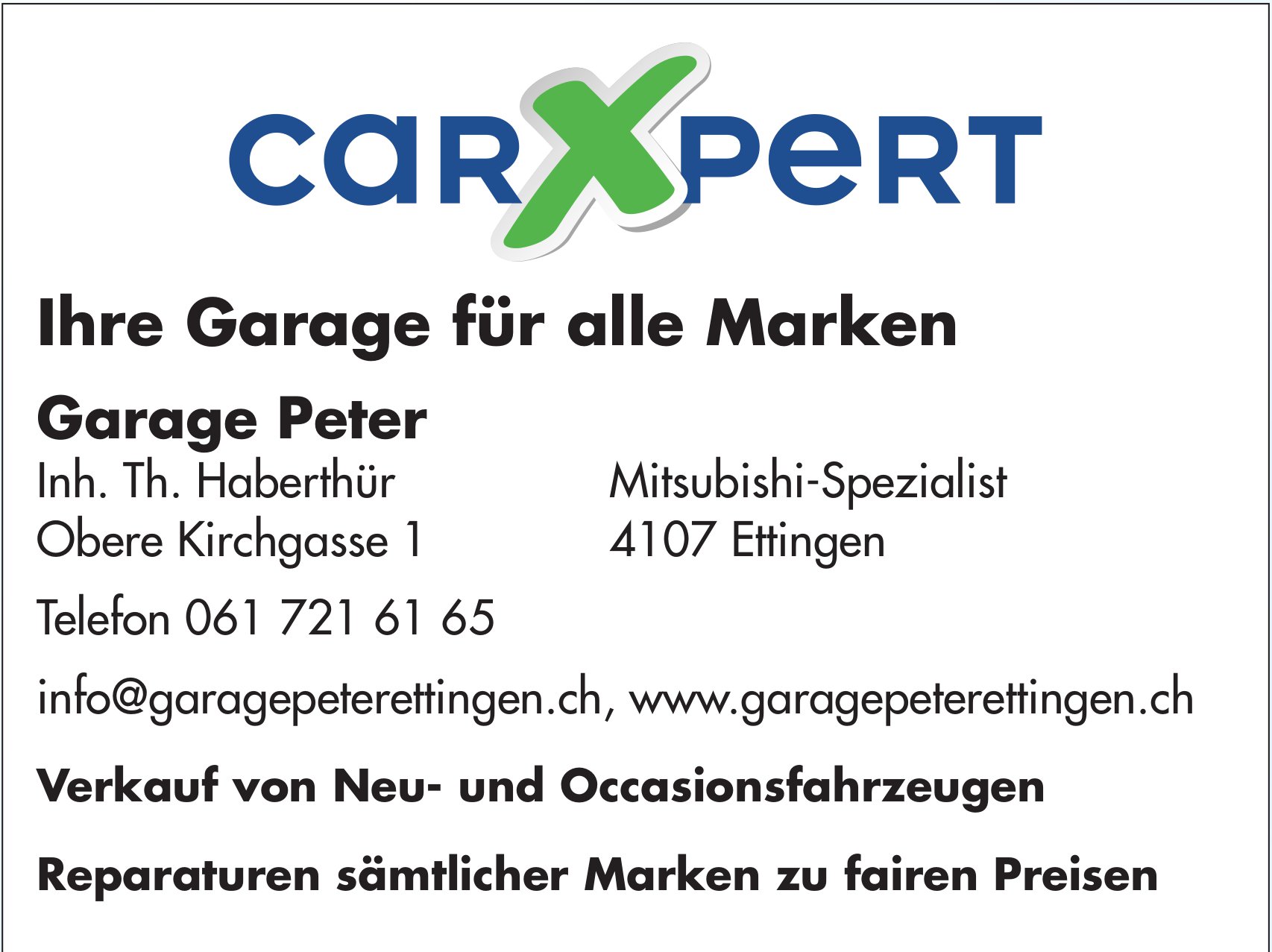 Ihre Garage für alle Marken,  Garage Peter