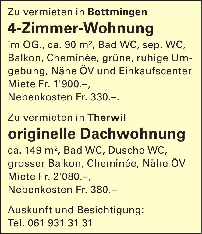 4-Zimmer-Wohnung originelle Dachwohnung, Bottmingen, zu vermieten