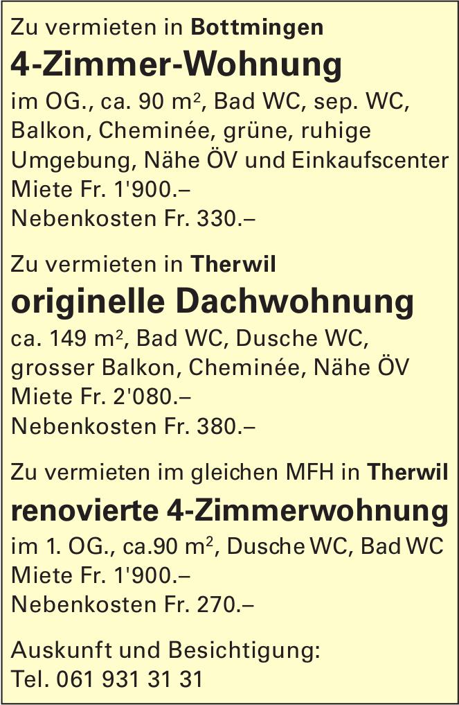 4-Zimmer-Wohnung, Bottmingen, zu vermieten