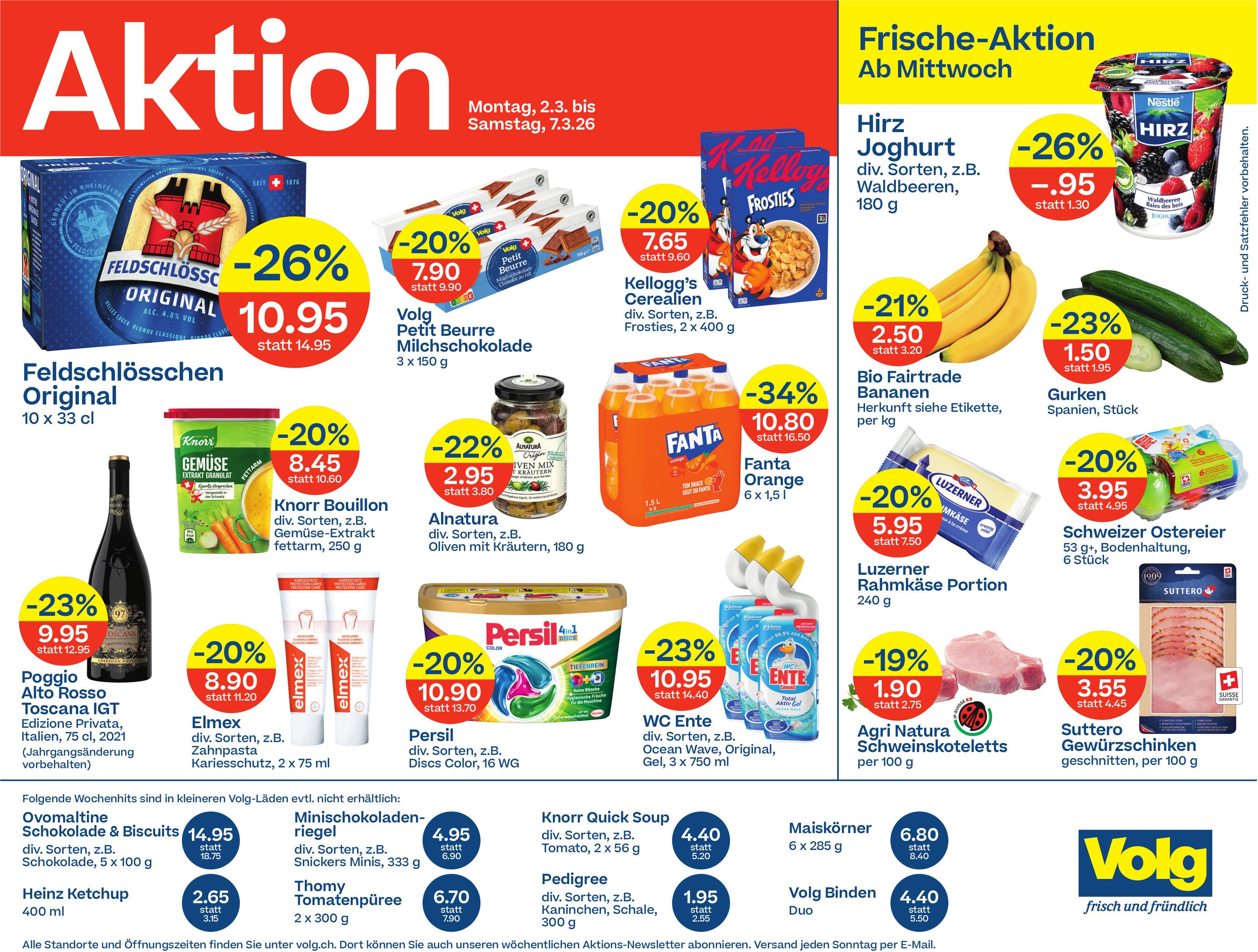 VOLG, Aktion, Montag,  2.3. bis Samstag,  7.3.26