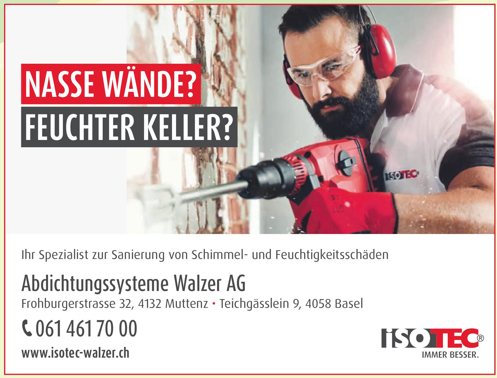 Abdichtungssysteme Walzer AG, Muttenz - Ihr Spezialist zur Sanierung von Schimmel- und Feuchtigkeitsschäden