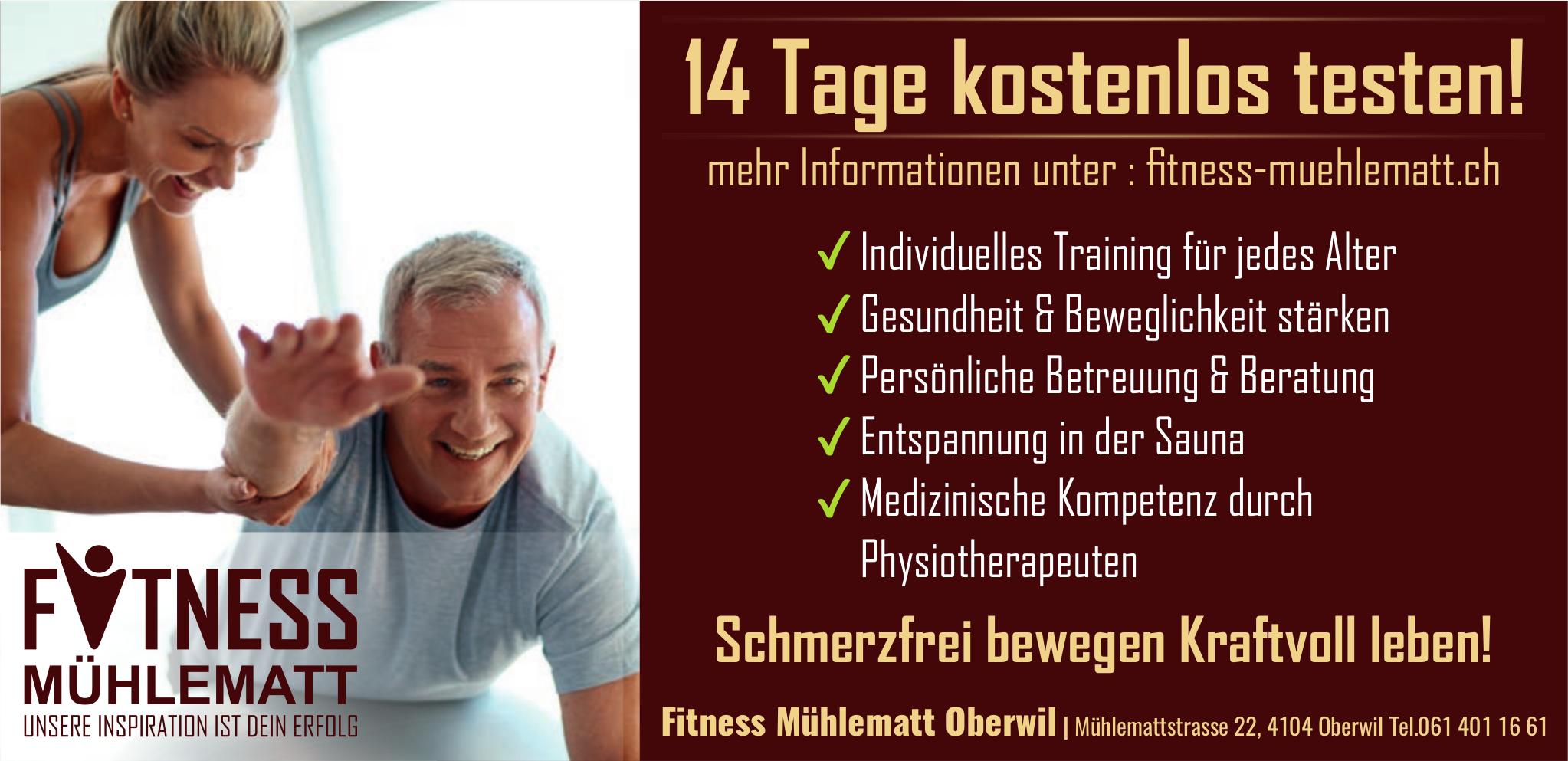 Fitness Mühlematt Oberwil, 14 Tage kostenlos testen!