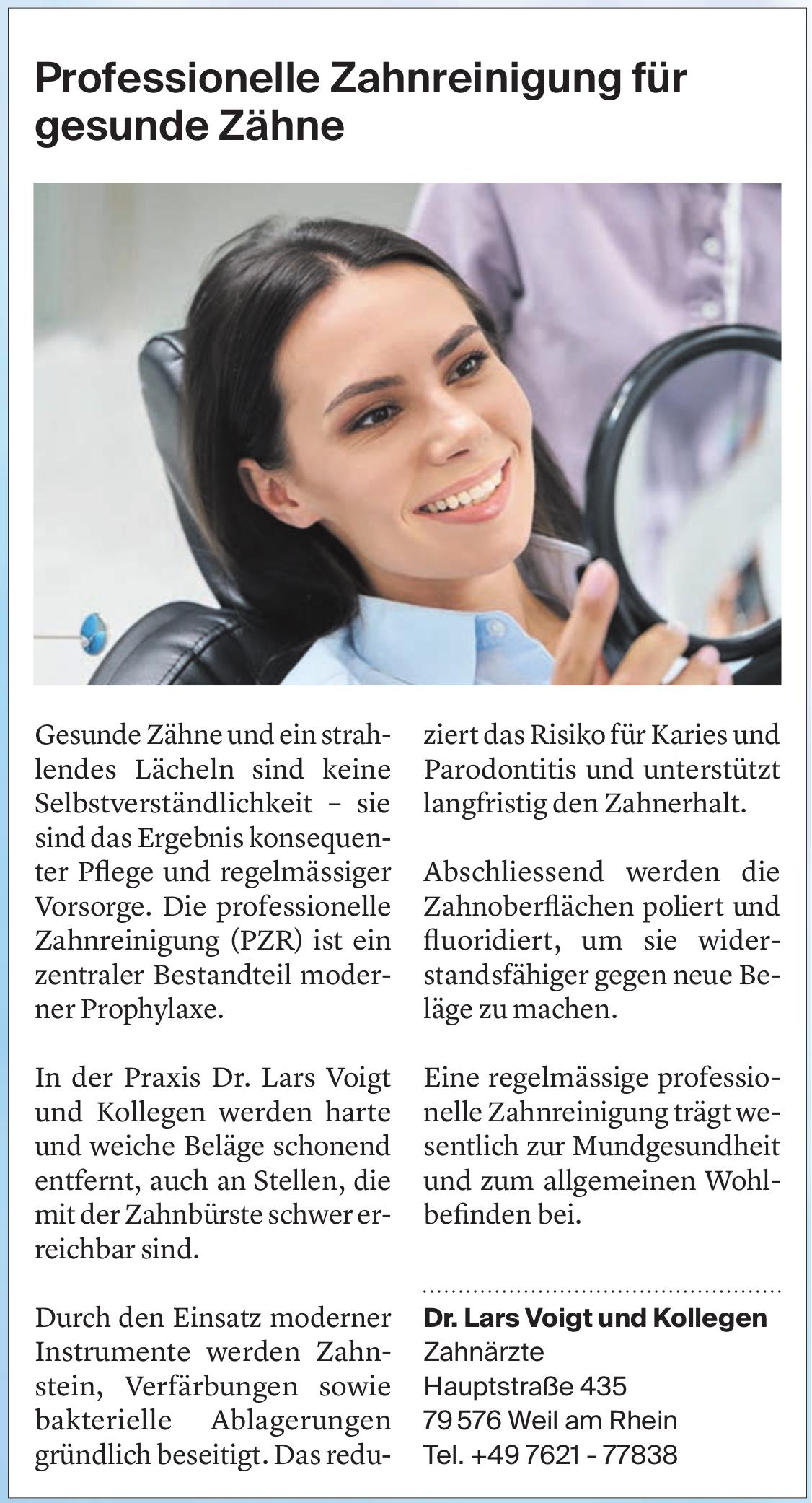 Dr. Lars Voigt und Kollegen, Weil Am Rhein - Professionelle Zahnreinigung für gesunde Zähne