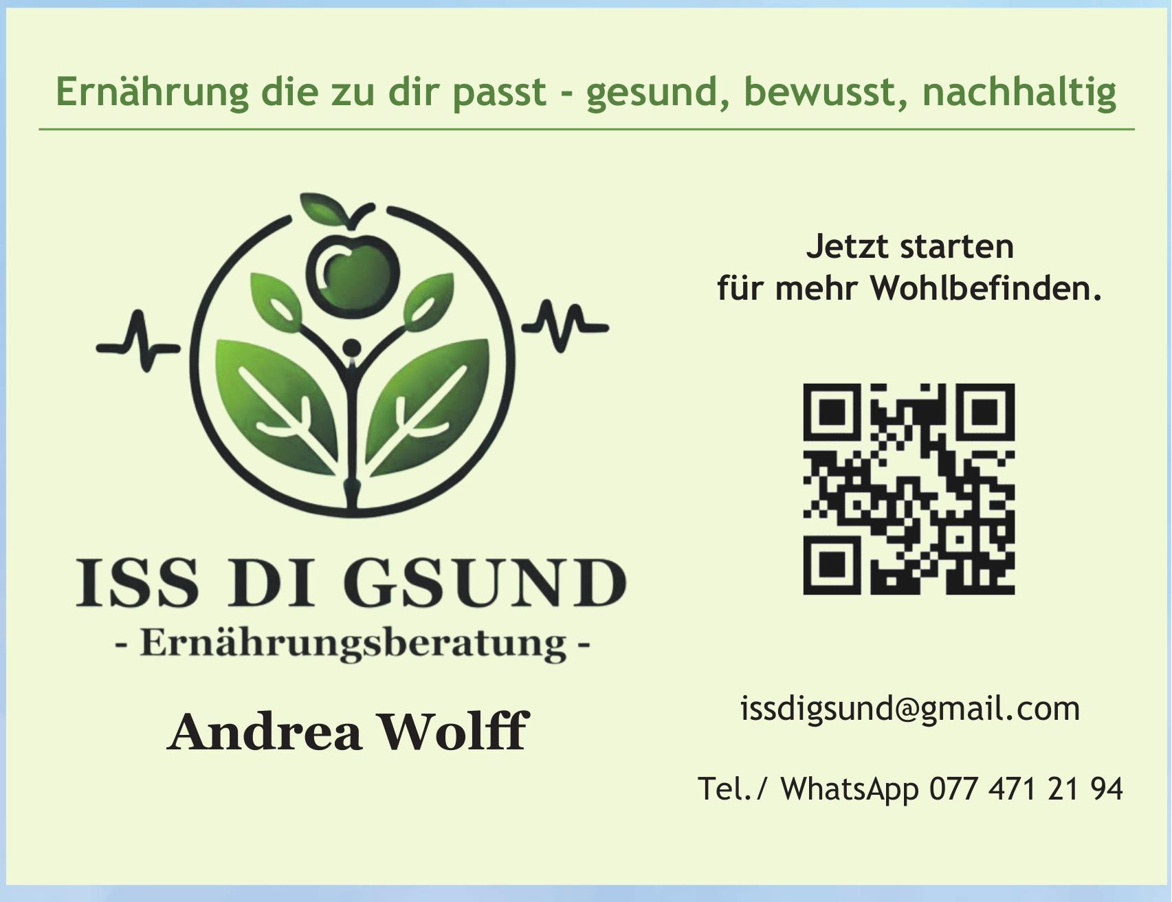 Andrea Wolff, ISS DI GSUND - Ernährungsberatung -