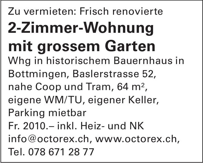 2-Zimmer-Wohnung mit grossem Garten, Bottmingen, zu vermieten
