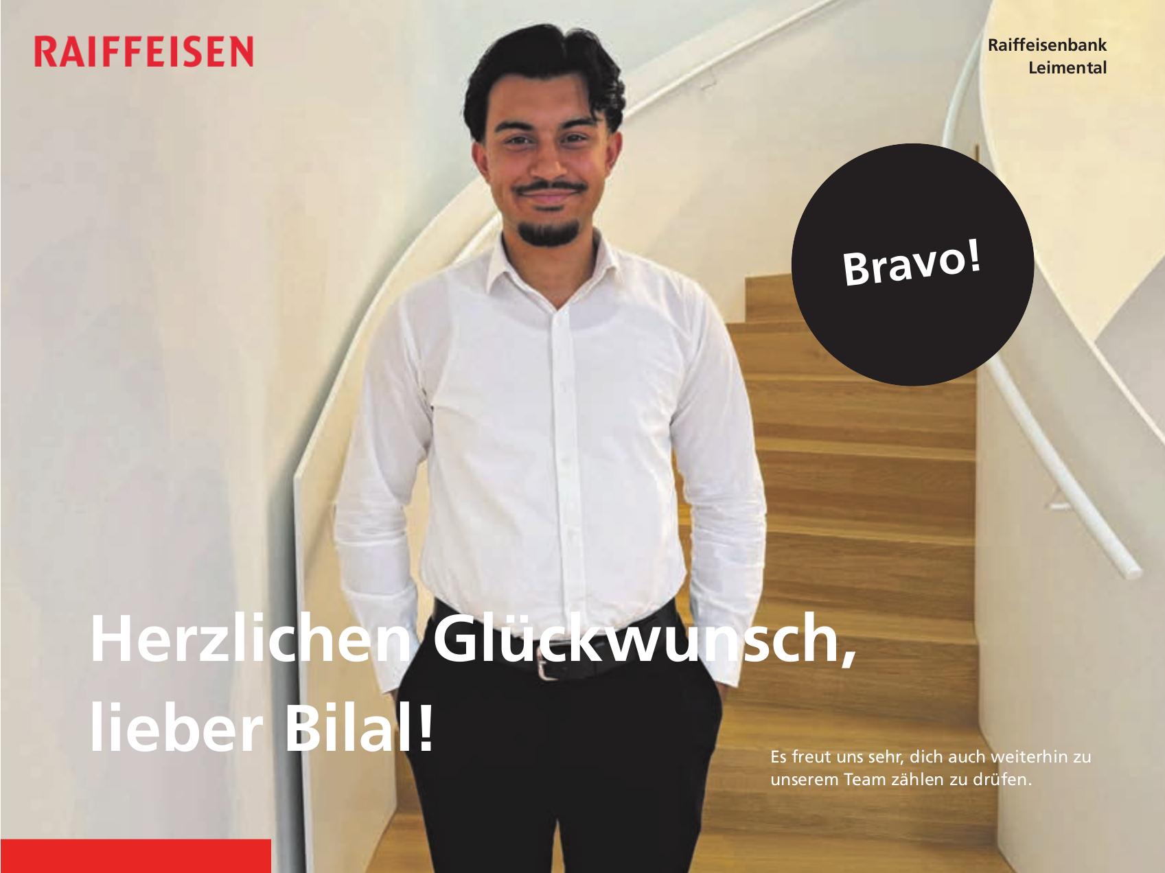 Herzlichen Glückwunsch, lieber Bilal! Raiffeisenbank Leimental