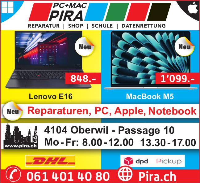 Pira GmbH PC + Mac, Oberwil - REPARATUR | SHOP | SCHULE | DATENRETTUNG