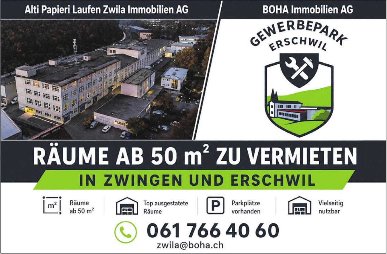 Räume ab 50 m², Zwingen und Erschwil, zu vermieten