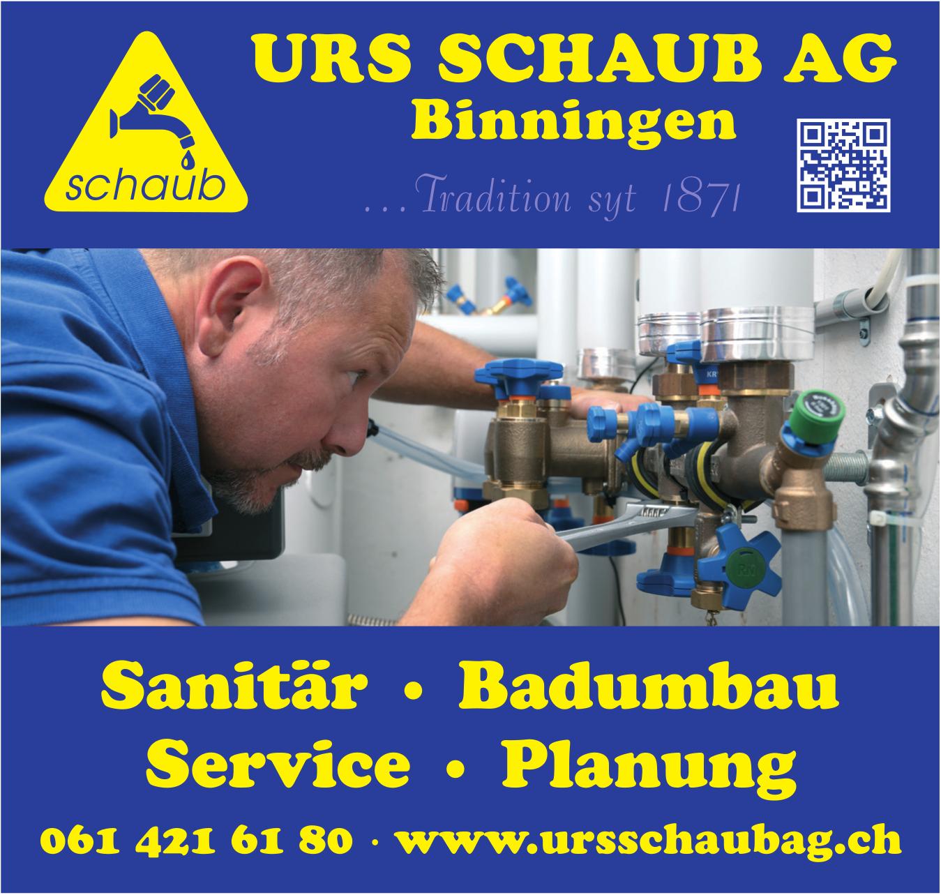 URS SCHAUB AG, Sanitär · Badumbau · Service · Planung