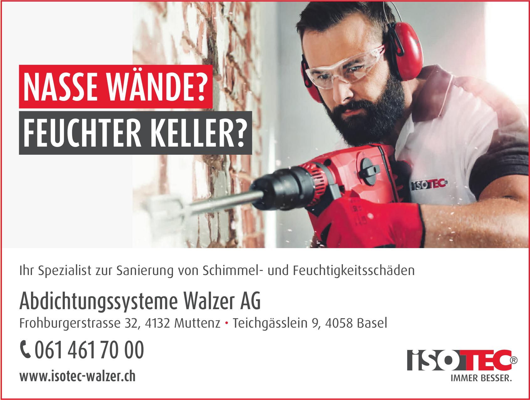 Abdichtungssysteme Walzer AG, Muttenz / Basel - Ihr Spezialist zur Sanierung von Schimmel- und Feuchtigkeitsschäden