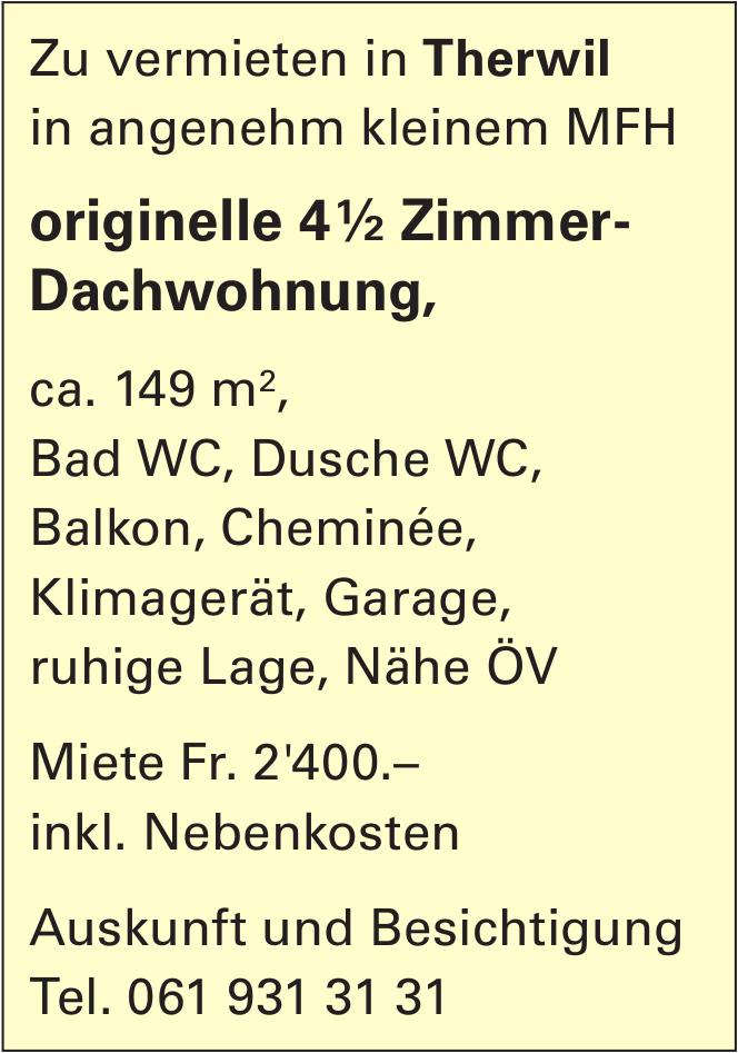 Originelle 4½ Zimmer-Dachwohnung, Therwil, zu vermieten