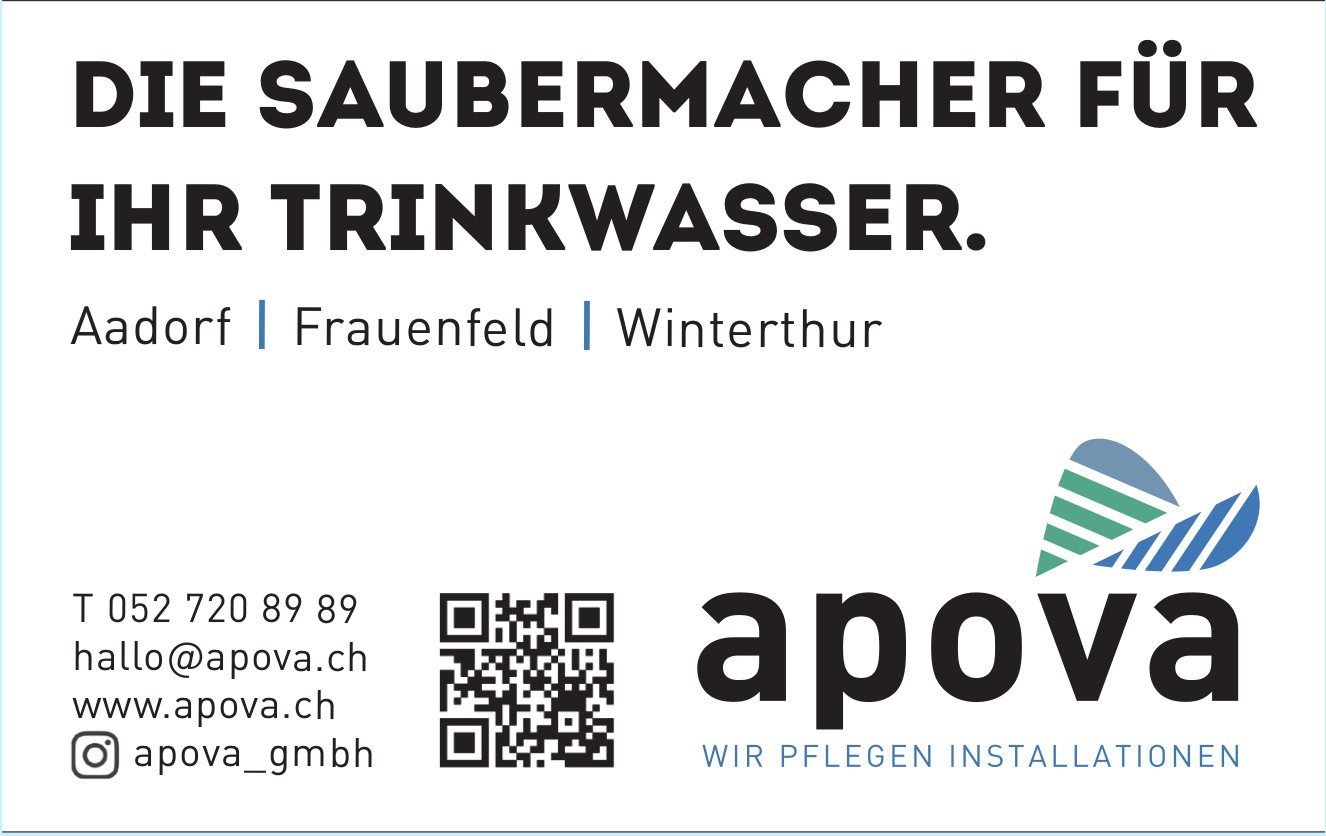 Apova, Aadorf, Frauenfeld & Winterthur - Die Saubermacher für Ihr Trinkwasser.