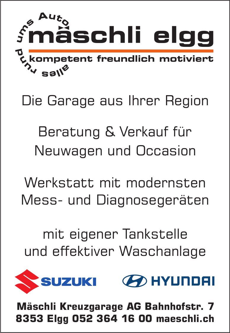 Mäschli Kreuzgarage AG, Elgg - Die Garage aus Ihrer Region