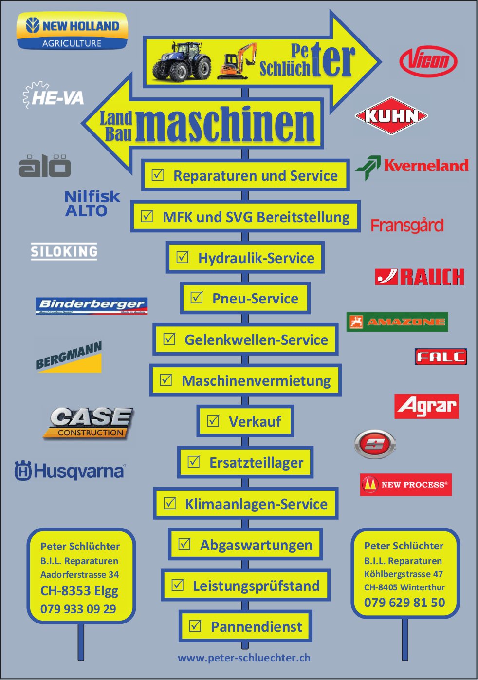 Peter Schlüchter, Elgg & Winterthur - Land- und Baumaschinen