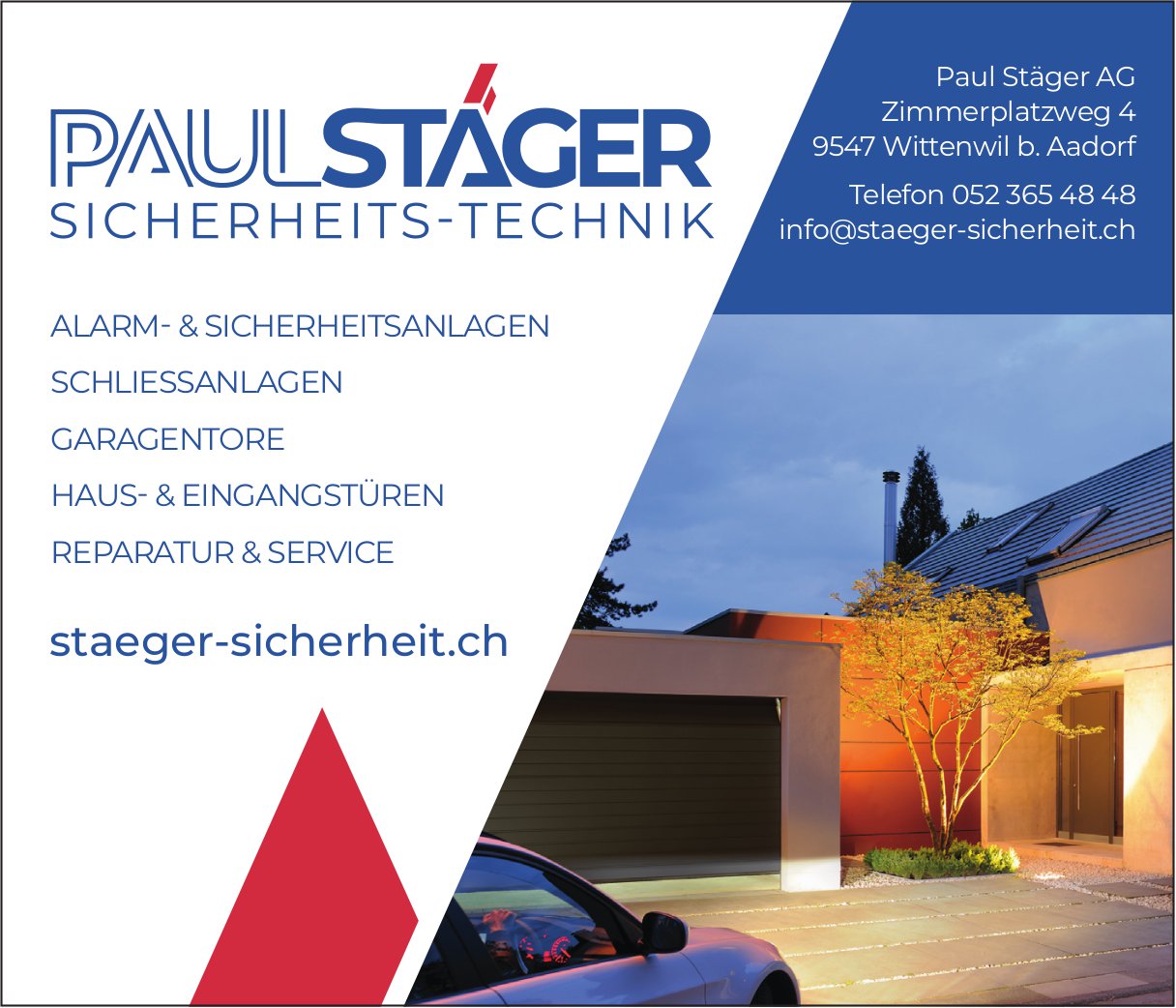 Paul Stäger AG, Wittenwil - Alarm- & Sicherheitsanlagen, Schliessanlagen,  Garagentore...