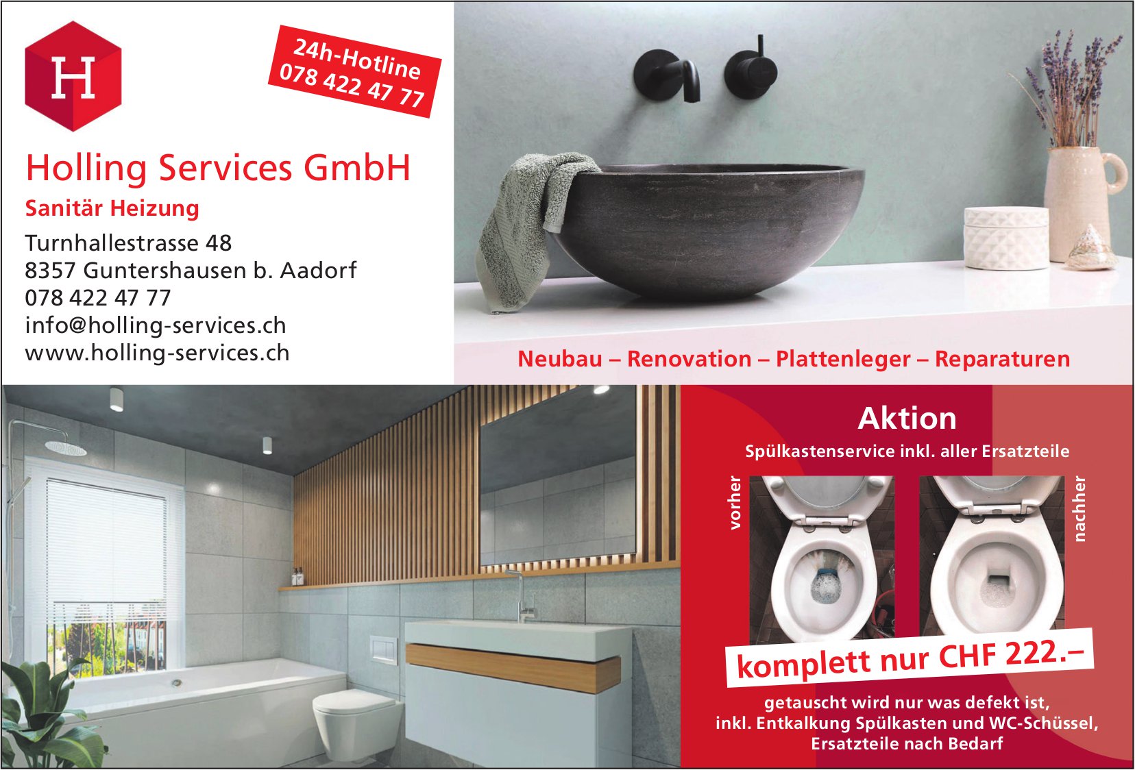Holling Services Gmbh, Guntershausen b. Aadorf - Neubau, Renovation,  Plattenleger, Reparaturen