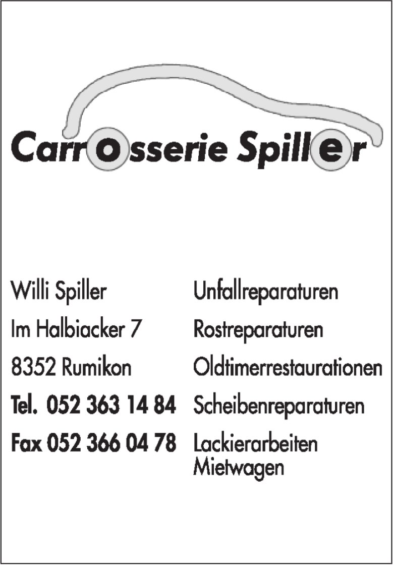 Carrosserie Spiller, Rumikon - Unfallreparaturen, Rostreparaturen,  Oldtimerrestaurationen...