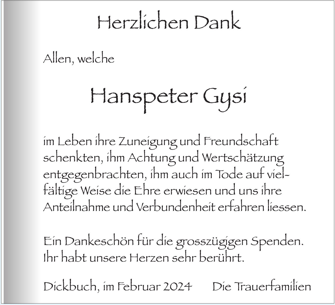 Gysi Hanspeter, im Februar 2024 / DS