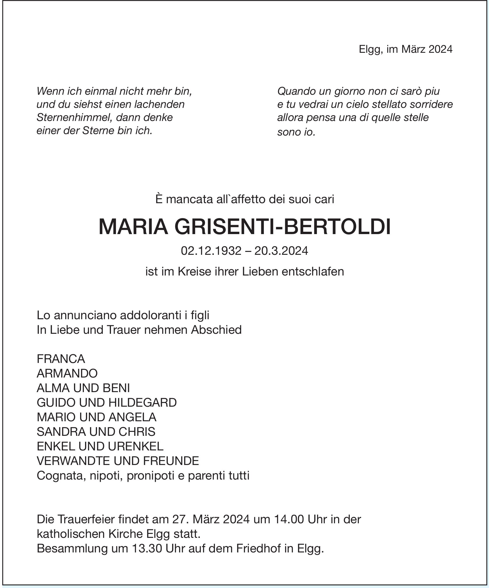 Grisenti-Bertoldi Maria, März 2024 / TA