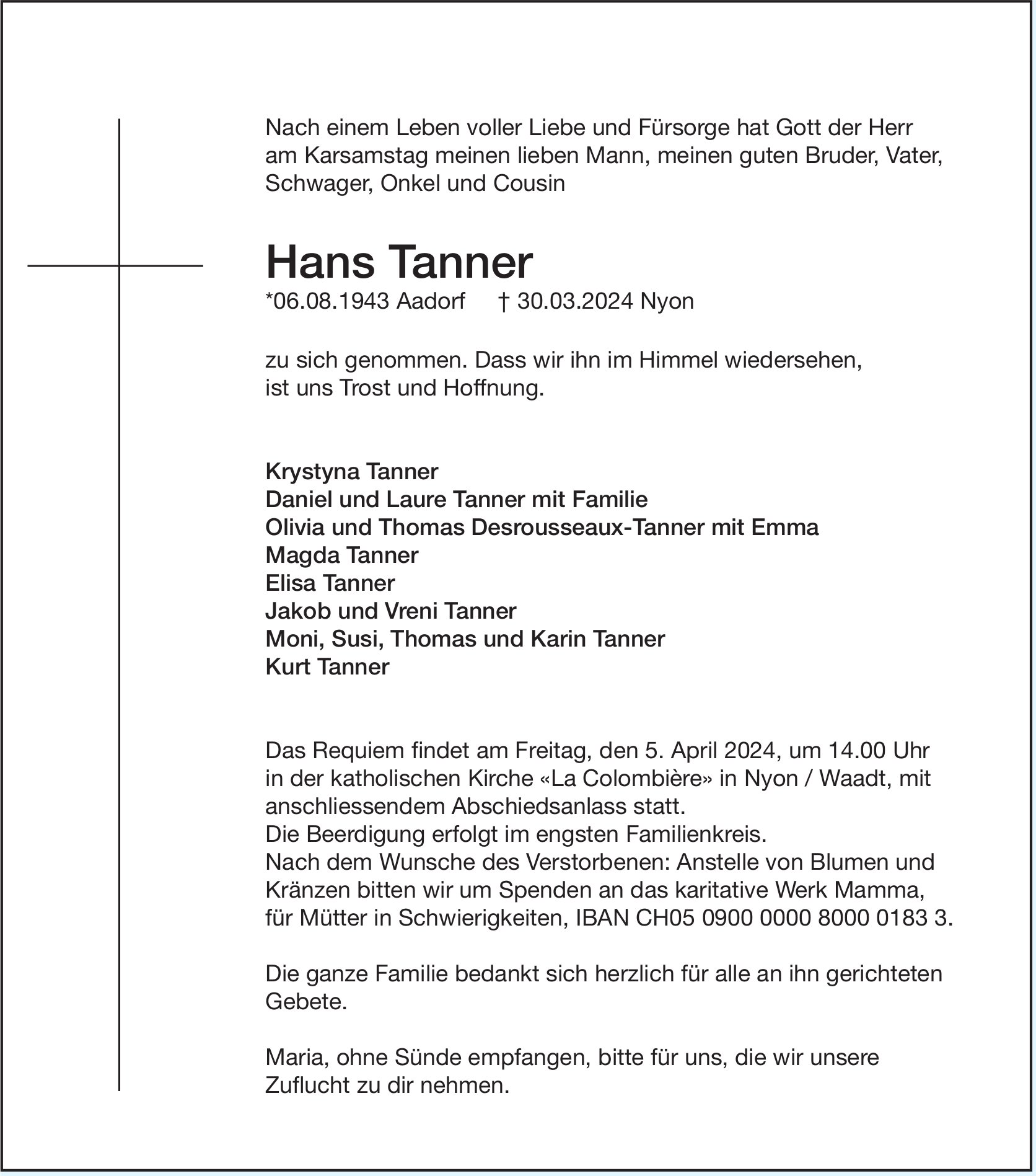 Tanner Hans, März 2024 / TA