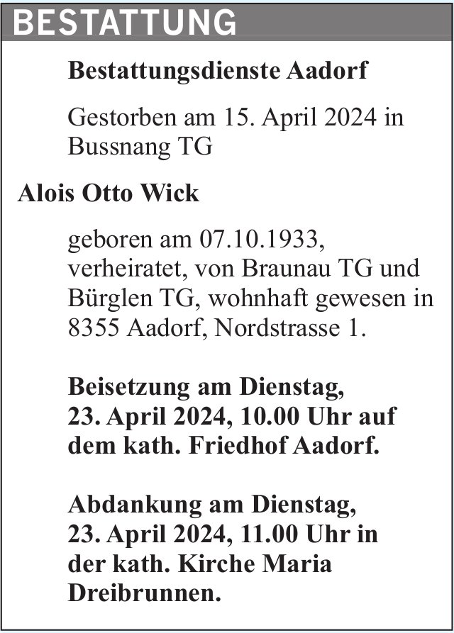 Wick Alois Otto, April 2024 / TA