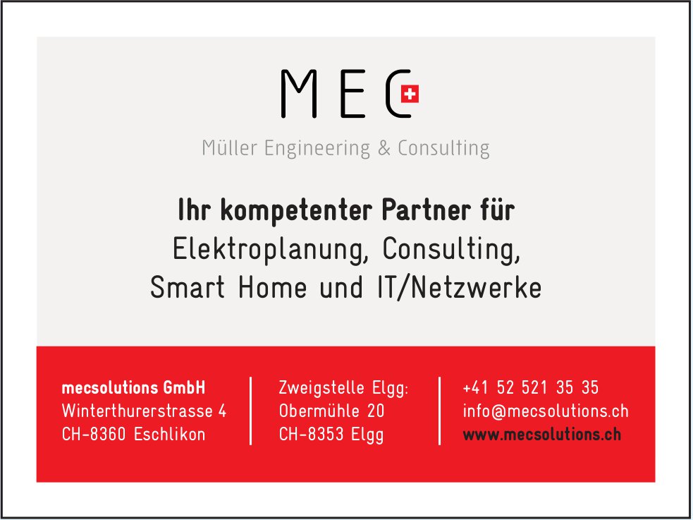 MEC Müller Engineering & Consulting, Eschlikon & Elgg - Ihr kompetenter Partner für Elektroplanung, Consulting...