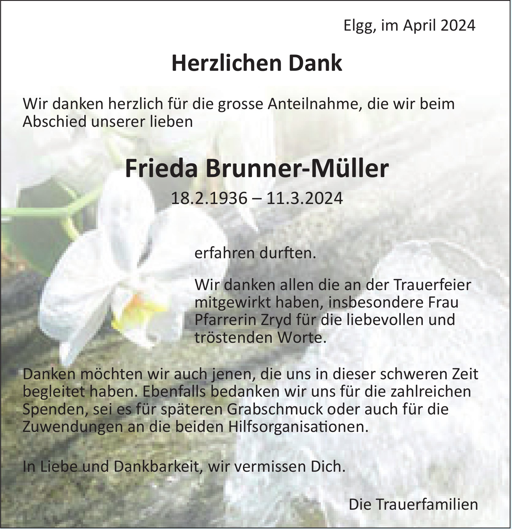 Brunner-Müller Frieda, im April 2024 / DS