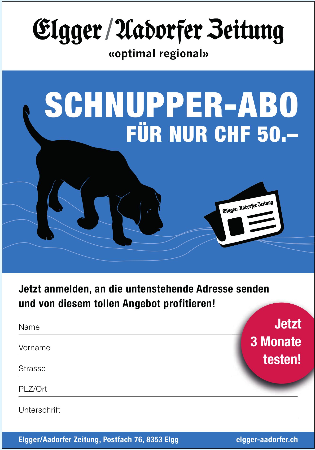 Elgger / Aadorfer Zeitung - Schnupper-Abo für nur CHF 50.–