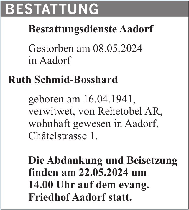 Schmid-Bosshard Ruth, Mai 2024 / TA