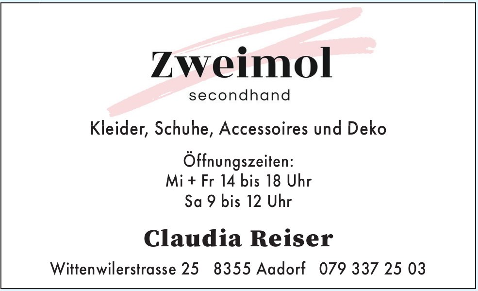 Zweimol secondhand, Aadorf - Kleider, Schuhe,  Accessoires und Deko