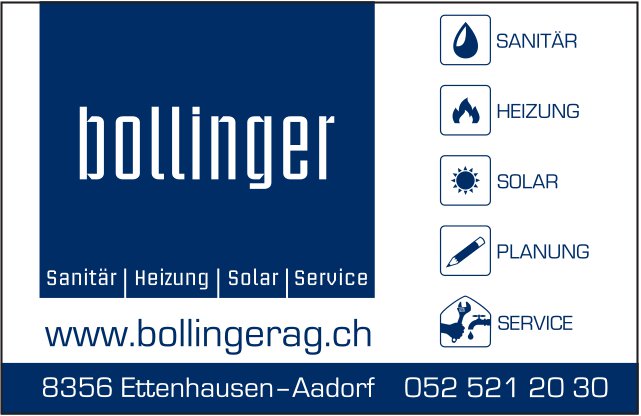 Bollinger AG, Ettenhausen-Aadorf - Sanitär, Heizung,  Solar & Service