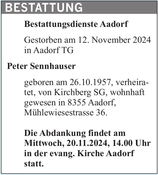 Sennhauser Peter, November 2024 / TA