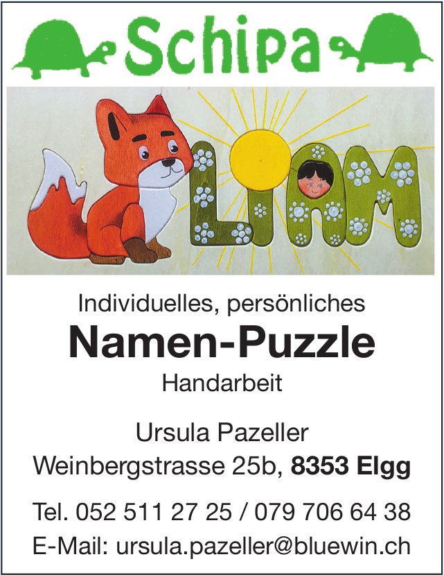 Schipa, Elgg - Individuelles, persönliches Namen-Puzzle, Handarbeit
