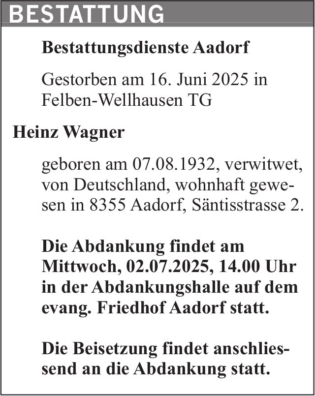 Heinz Wagner, Juni 2025 / TA