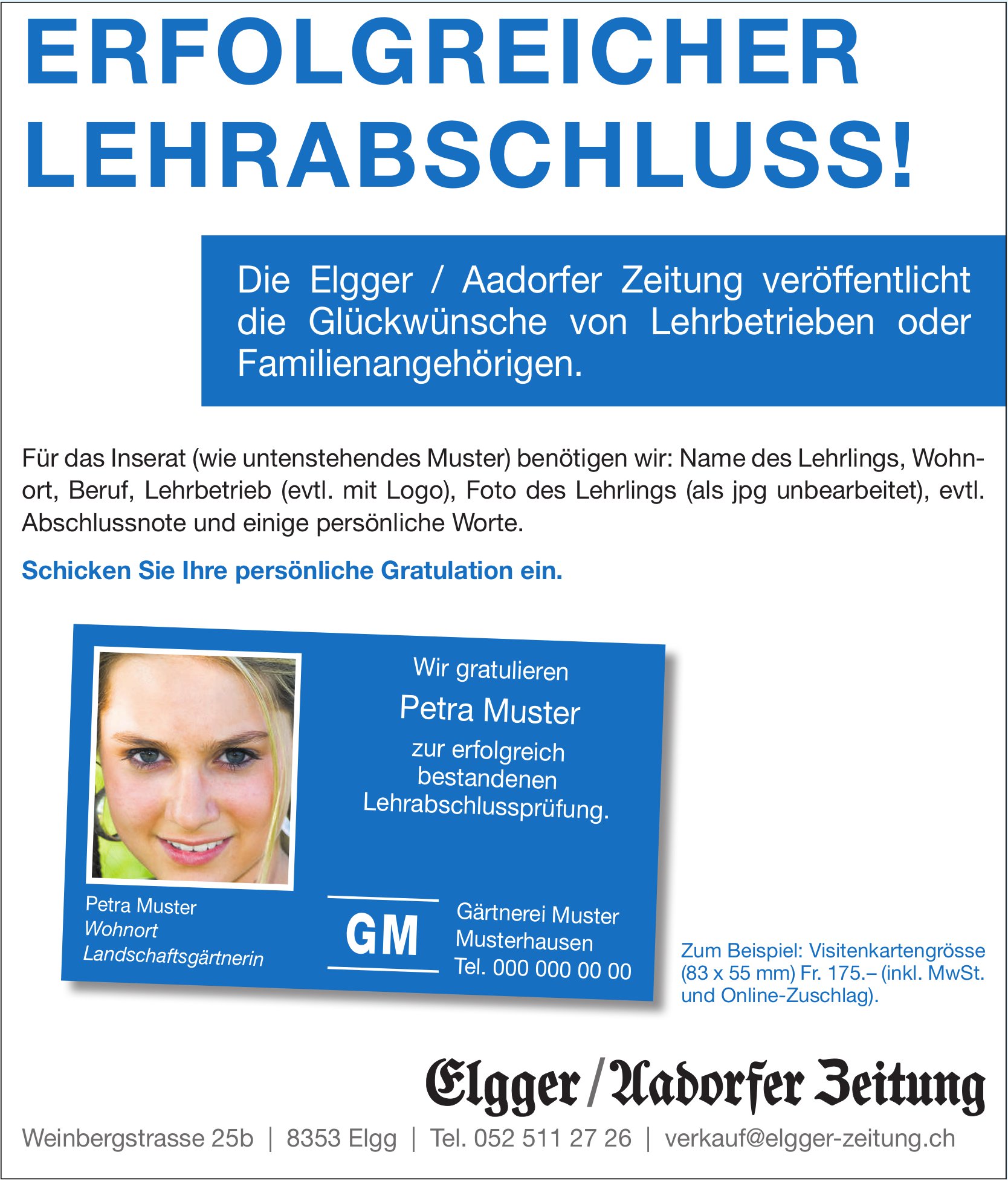 Elgger/Aadorfer Zeitung, Erfolgreich bestandener Lehrabschluss